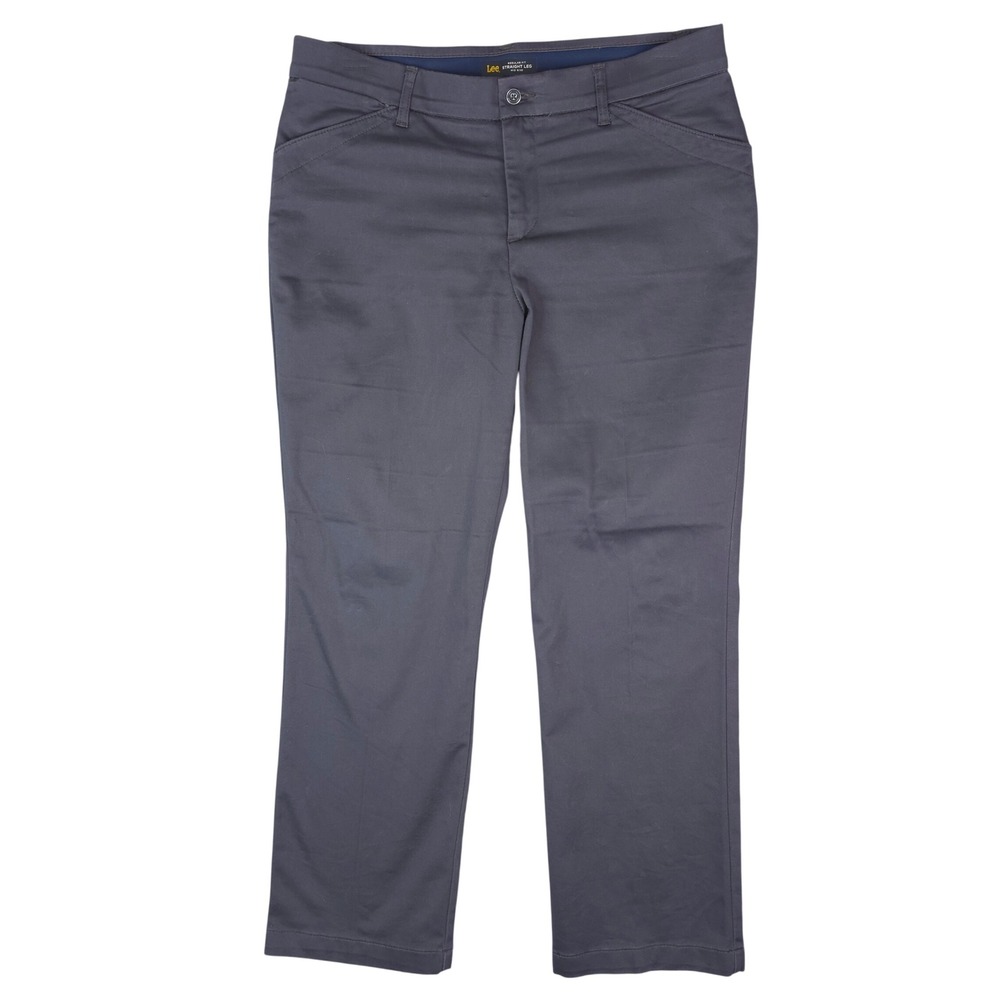 Lee Pants Womens 12S Gray Regular Fit Straight Leg Mid Rise Flex Motion Casual